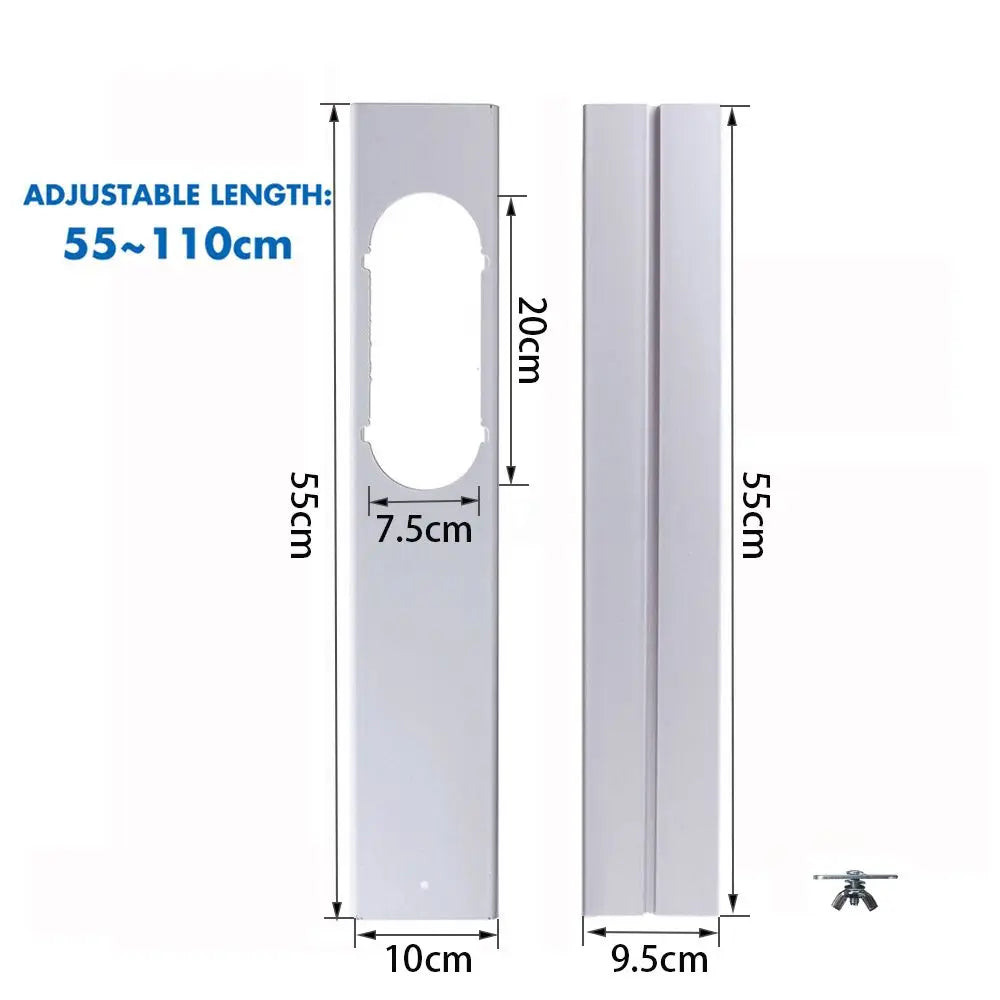 1/2PCS Adjustable Portable AC Window Kit – Slide Plate & Exhaust Hose Connector with Wind Shield Adapter