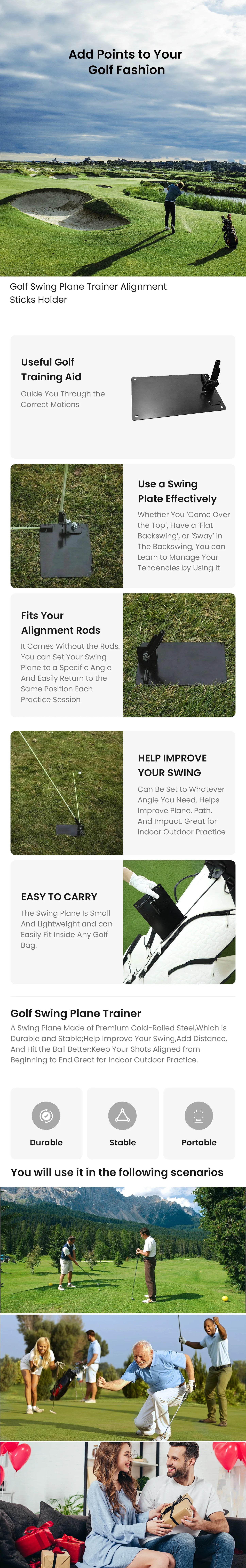 Golf Alignment Stick Holder – Swing Practice Plate & Plane Trainer with Alignment Stick Base for Training Aid