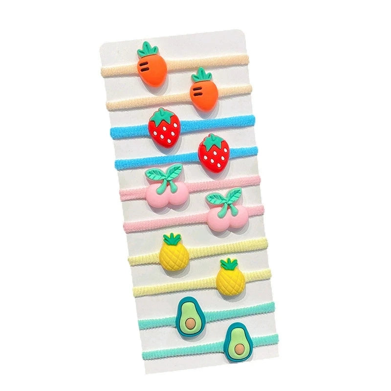 Girls’ High-Elastic Hair Bands – Cute Cartoon Animal, Flower & Fruit Decorative Hair Accessories