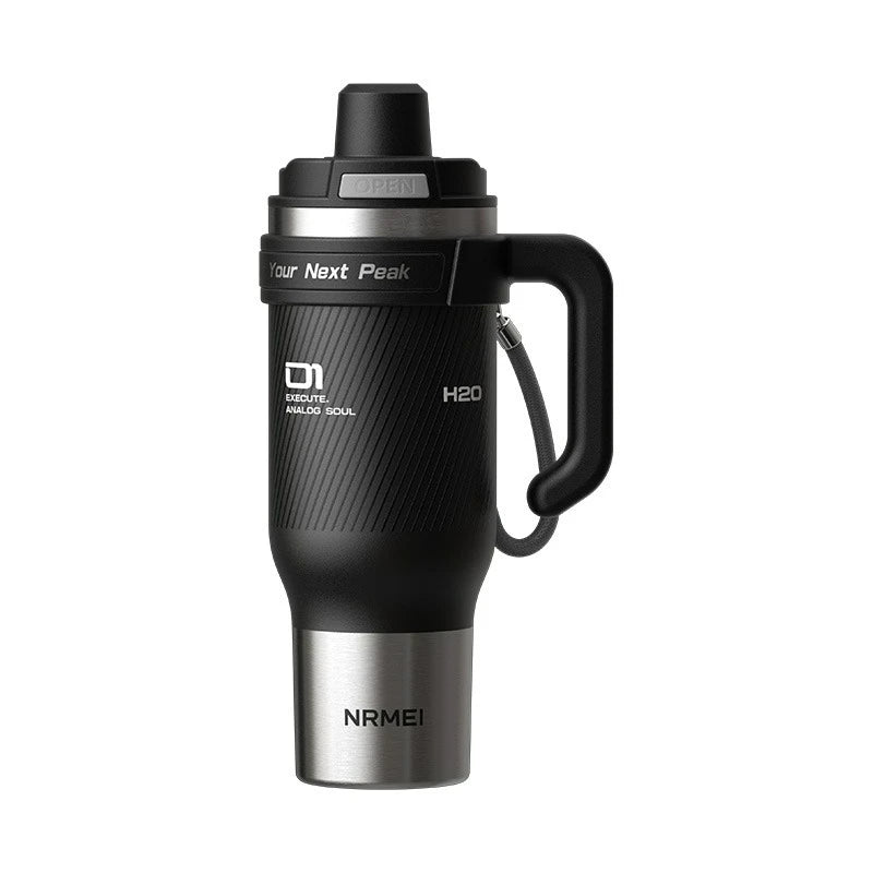 1250ml Stainless Steel Ceramic Tumbler - Large Insulated Water Bottle with Straw for Cold Drinks & Travel