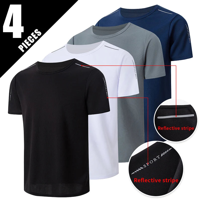 Men’s Summer Quick Dry T-Shirt - Solid Color Short Sleeve Sports Shirt for Running & Casual Wear