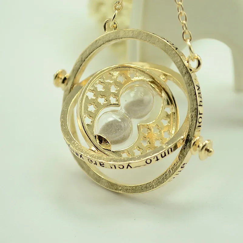 Magic Time-Turner Hourglass Necklace - Multicolor Rotating Pendant for Wizard-Inspired Fashion and Cosplay Gifts