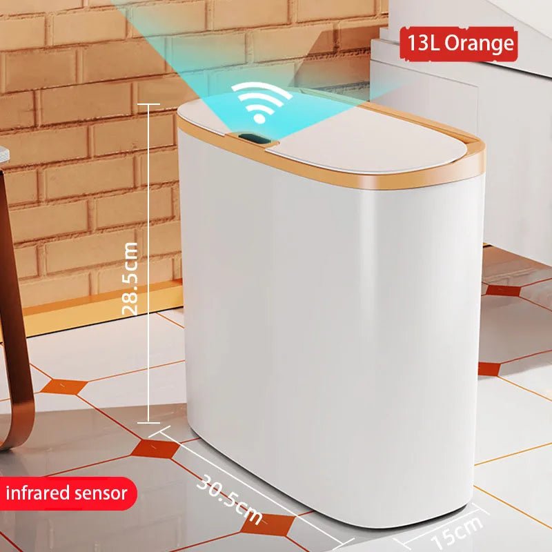 Automatic Touchless Trash Can - Motion Sensor Waterproof Slim Waste Bin for Bathroom, Kitchen & Bedroom