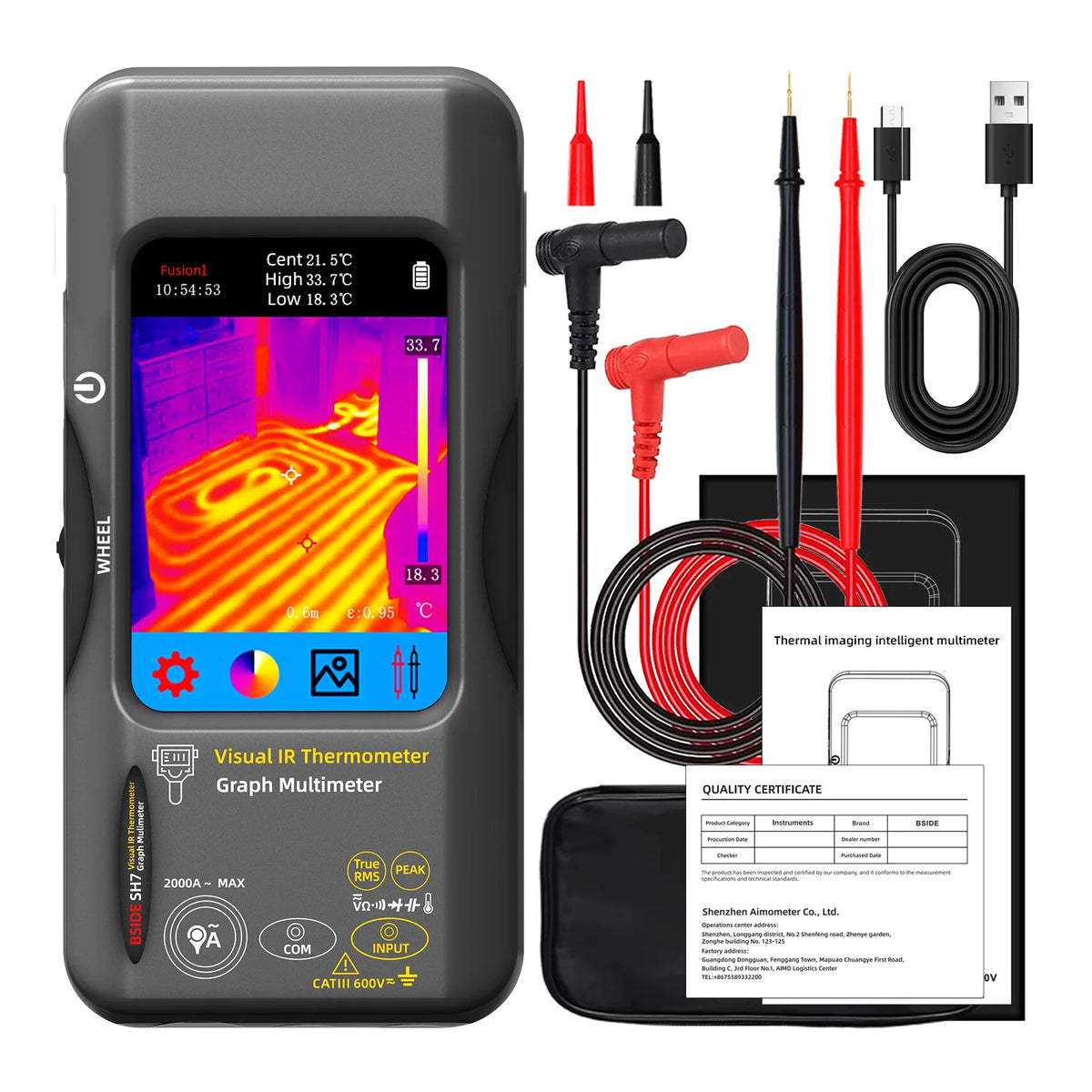 SH7 Thermal Imager & Multimeter - 320×320 IR Camera with 20,000-Count Digital Multimeter for Auto & Heating Inspection