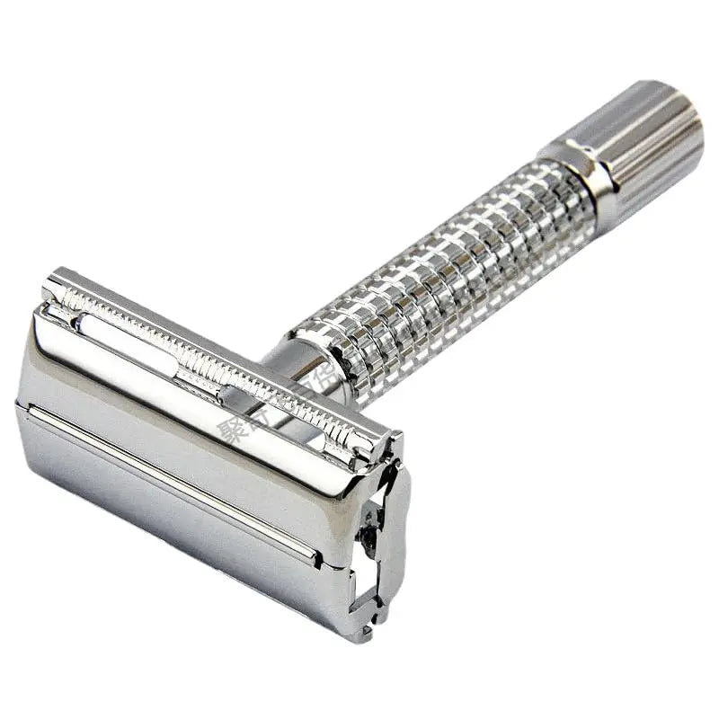 Men's Facial Shavers – Stainless Steel Double-Ended Manual Razor with Blades, Barbershop Razor with Steel Shank