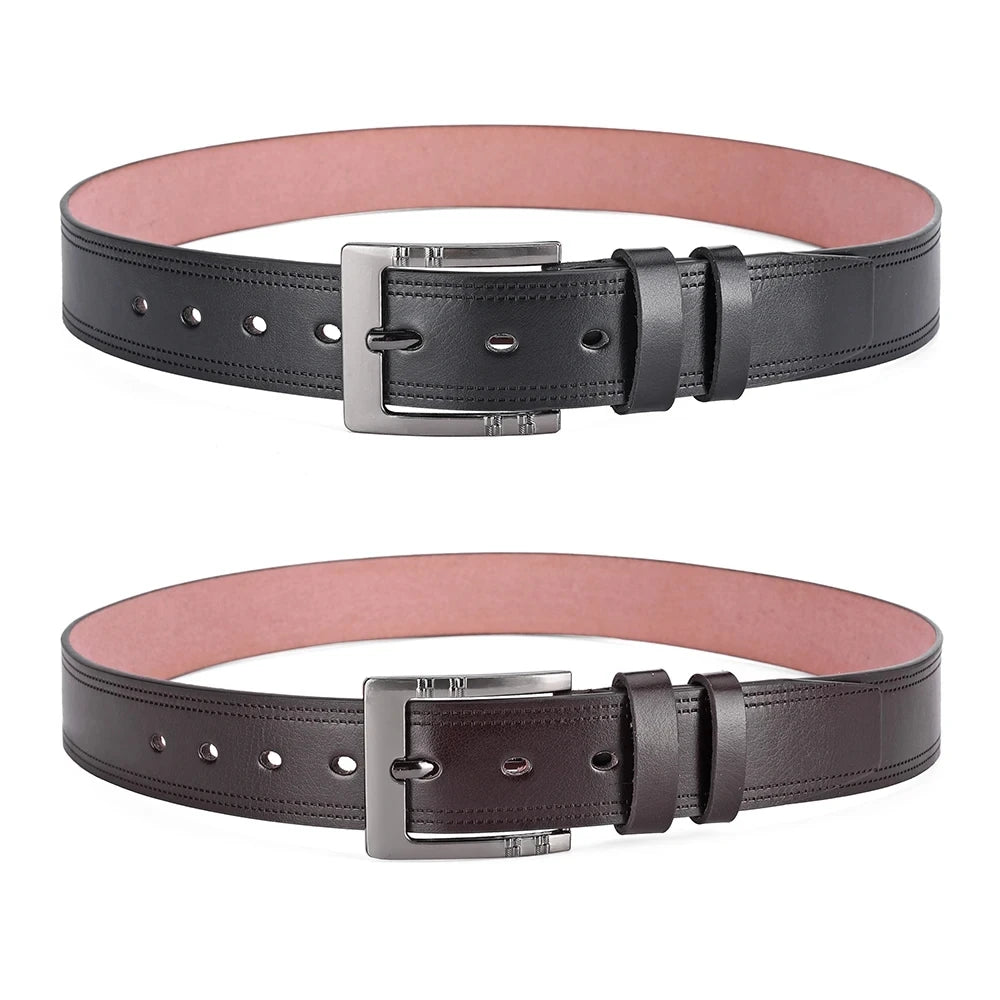 Genuine Leather Men's Belt – High-Quality Buckle, Cowskin Casual & Business Waistband, Male Fashion Designer 2024 New