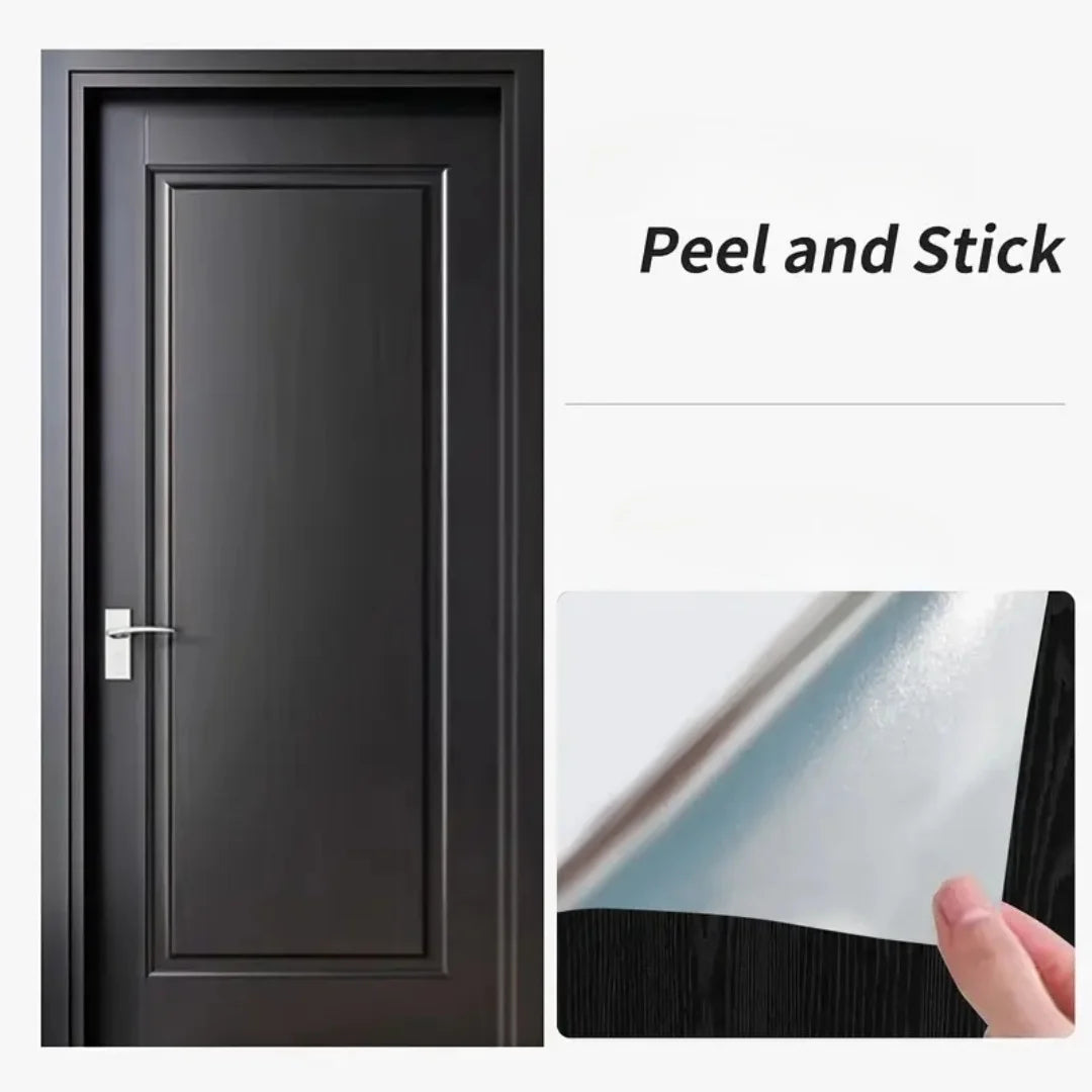 5m Self-Adhesive Wood Grain Repair Tape - Black Vinyl Furniture Renovation Sticker