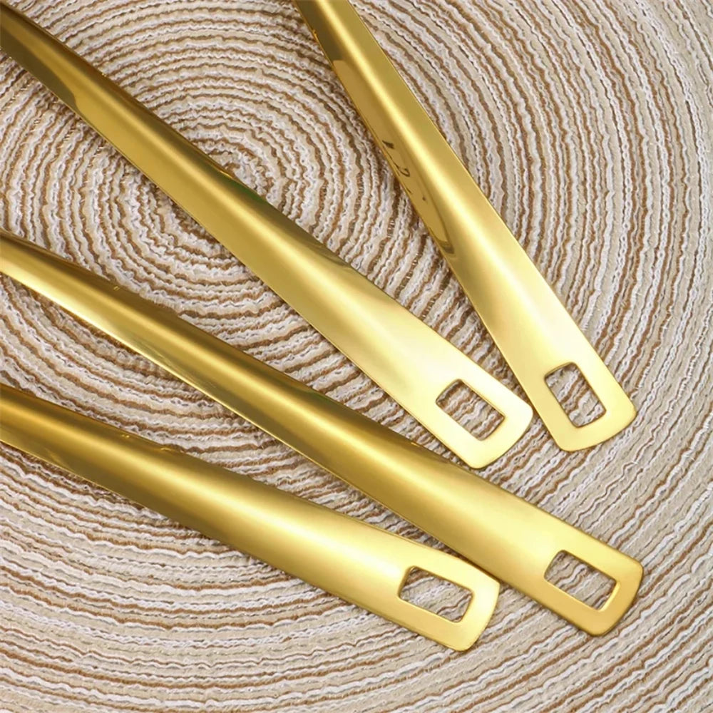 6PCS Hot Pot Cutlery Set – Stainless Steel Golden Spoons & Strainer Kitchenware