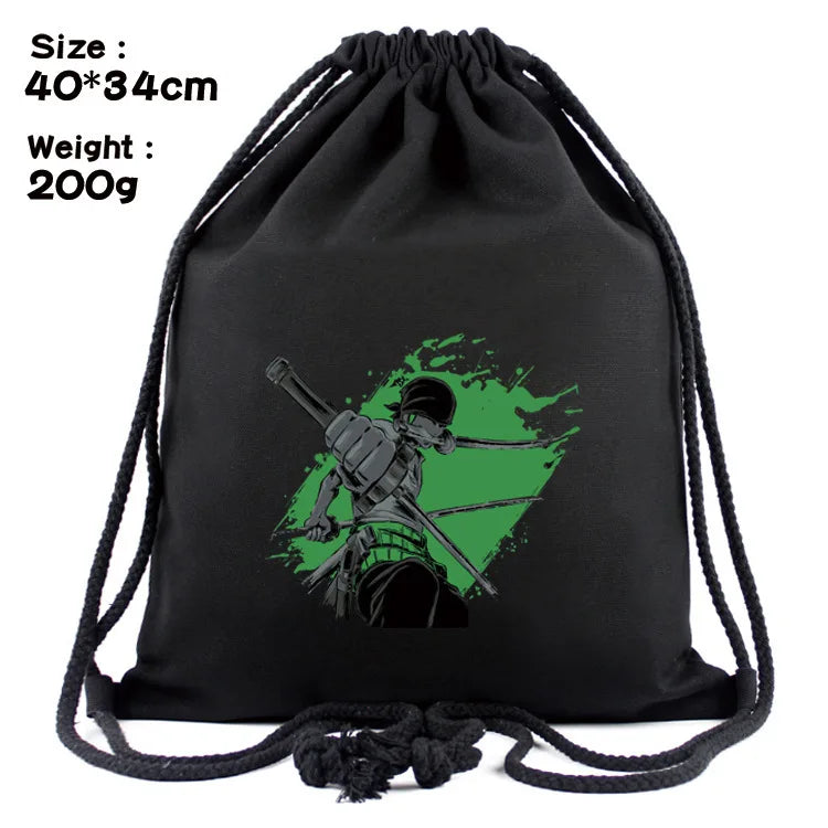 One Piece Luffy Anime Drawstring Backpack β Full-Color Cartoon Storage Bag with Pocket