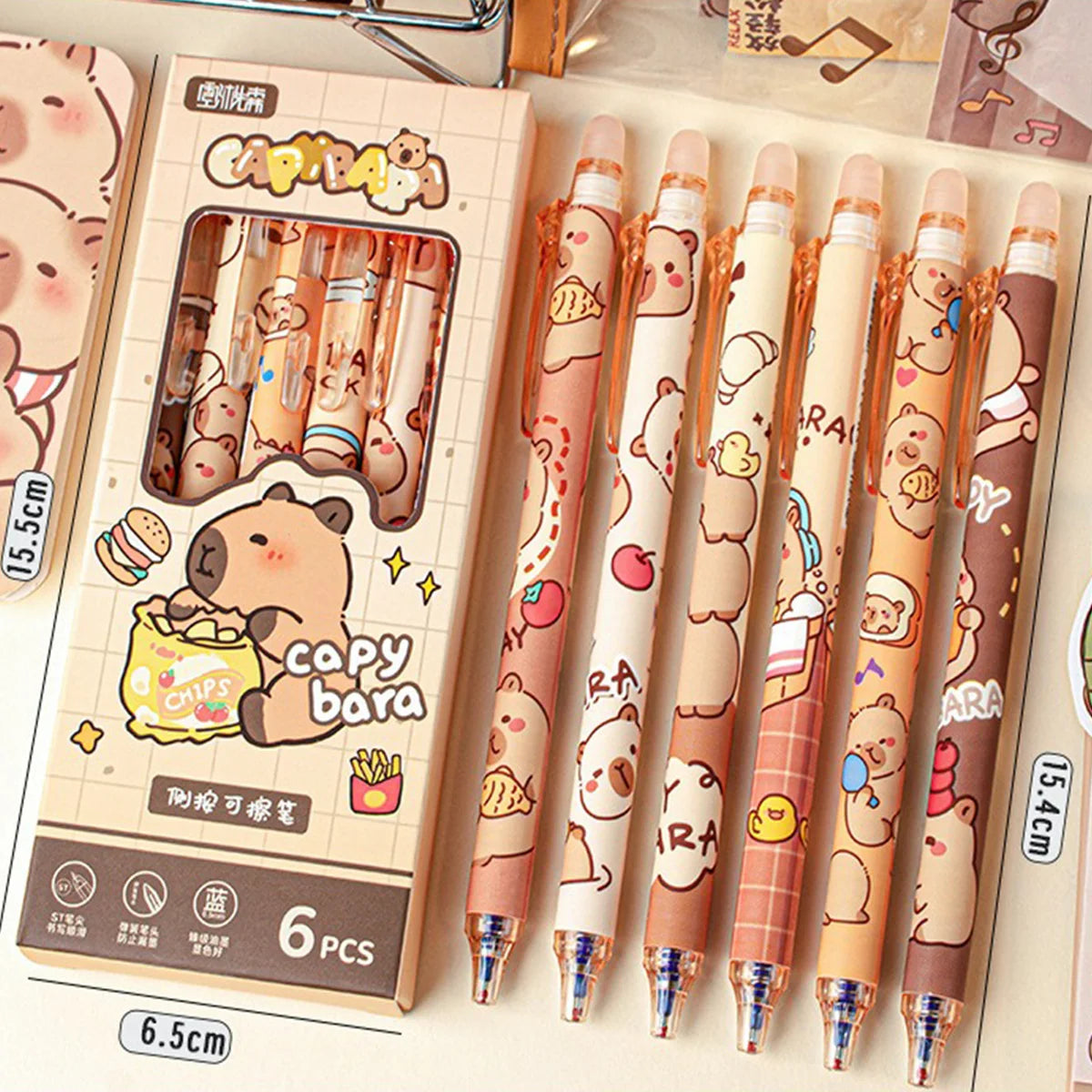 Cute Capybara Gel Pens – Erasable & Refillable Smudge-Free Ink Pens for School, Office, Stationery & Gifts