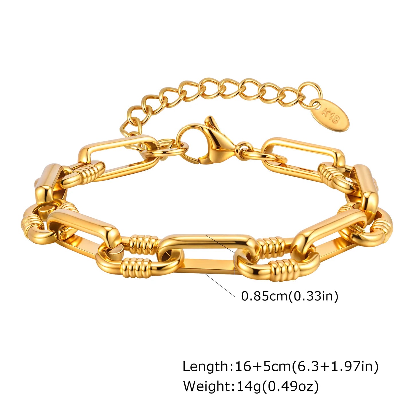 Women’s Chunky Gold Toggle Chain Bracelet – Stainless Steel OT Buckle Link Bracelet, Tarnish-Free Bold Fashion Jewelry