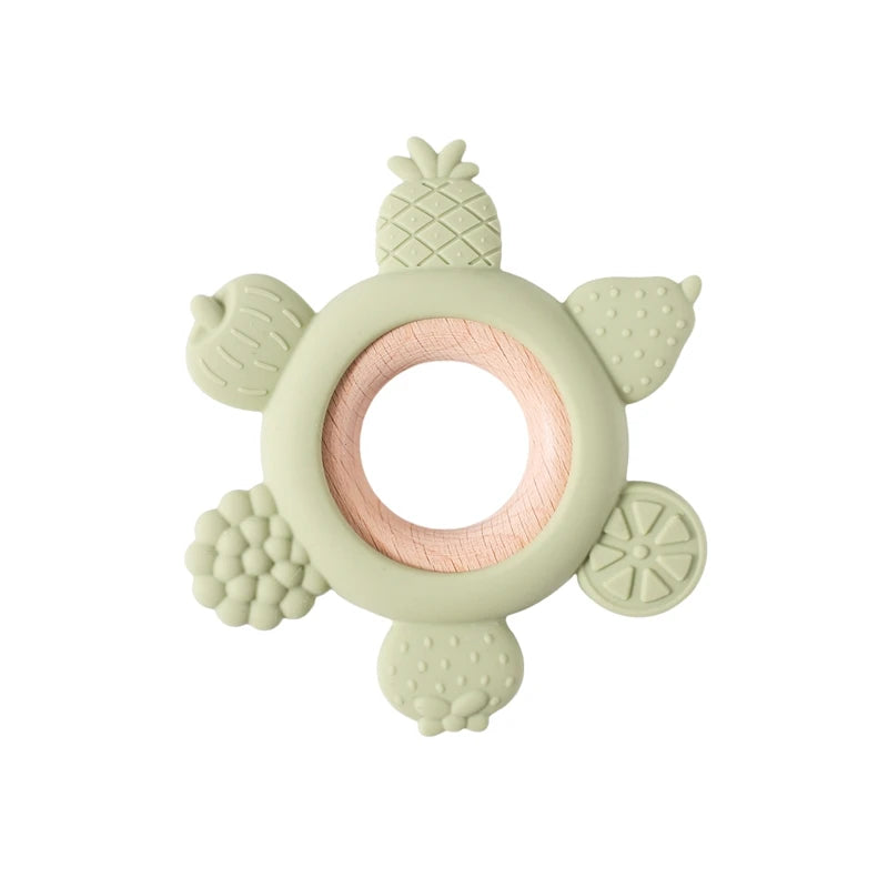 Baby Silicone Teether Toy - Cartoon Rattle Gum Relief Infant Teething Accessory for 0-12 Months