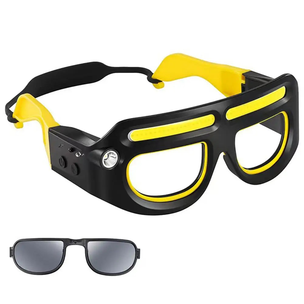 Rechargeable LED Headlight Glasses - Motion Sensor Light-Up Eyewear with 5 Modes for Running, Camping, Fishing and Cycling