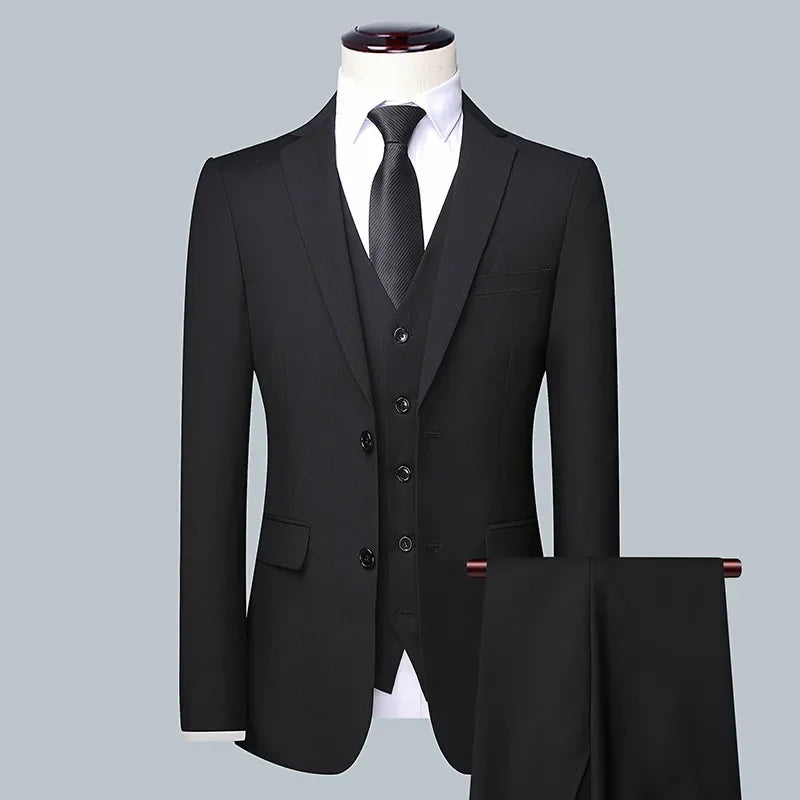 2024 Men's 3-Piece Suit Set – Blazer, Vest & Trousers | Formal Business & Wedding Outfit M-6XL