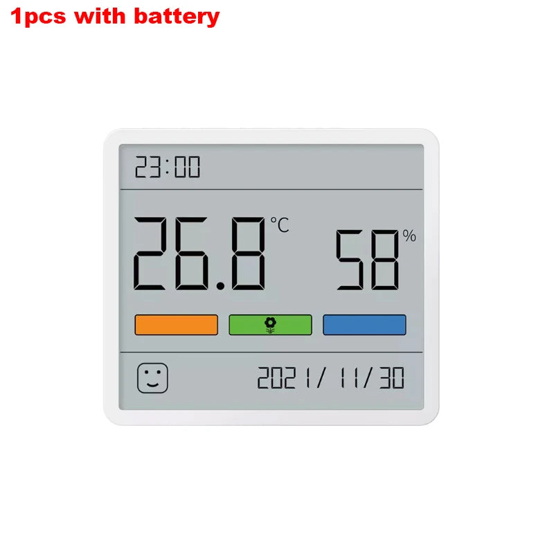 Youpin Duka ATuMan Digital Thermometer Hygrometer - 3.34-Inch LCD Temperature, Humidity and Clock Gauge for Indoor Use