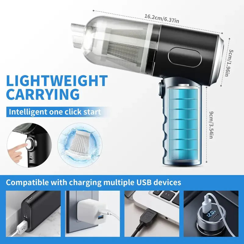Portable Small Vacuum Cleaner โ Handheld, Multi-Purpose for Vehicles and Household, Compact Car Vacuum Pump