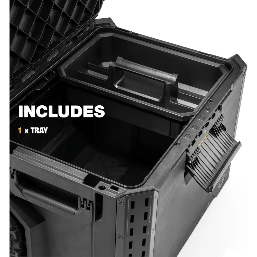 Portable 2-in-1 Rolling Toolbox – Stackable Design with Wheels, Black