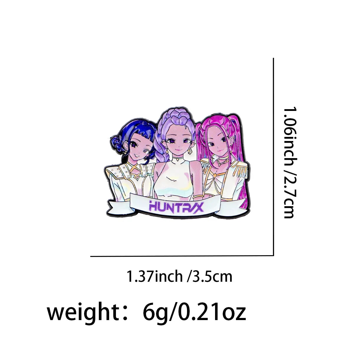 Cartoon K-POP Demon Hunter Girl Enamel Pin – Metal Brooches for Backpack, Hat, Cosplay & Accessories