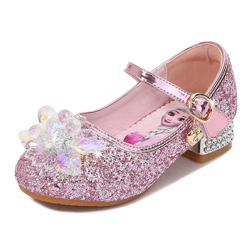 2024 Spring Girls' Crystal Princess Elsa Shoes - Ice and Snow Romance Fashion Sandals for Kids