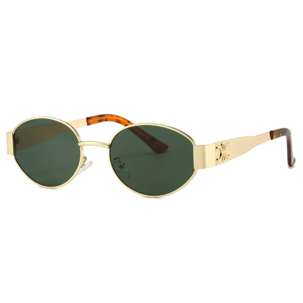 Luxury Metal Brand Sunglasses for Men & Women – Unisex Designer Oval Fashion Eyewear UV400 Shades