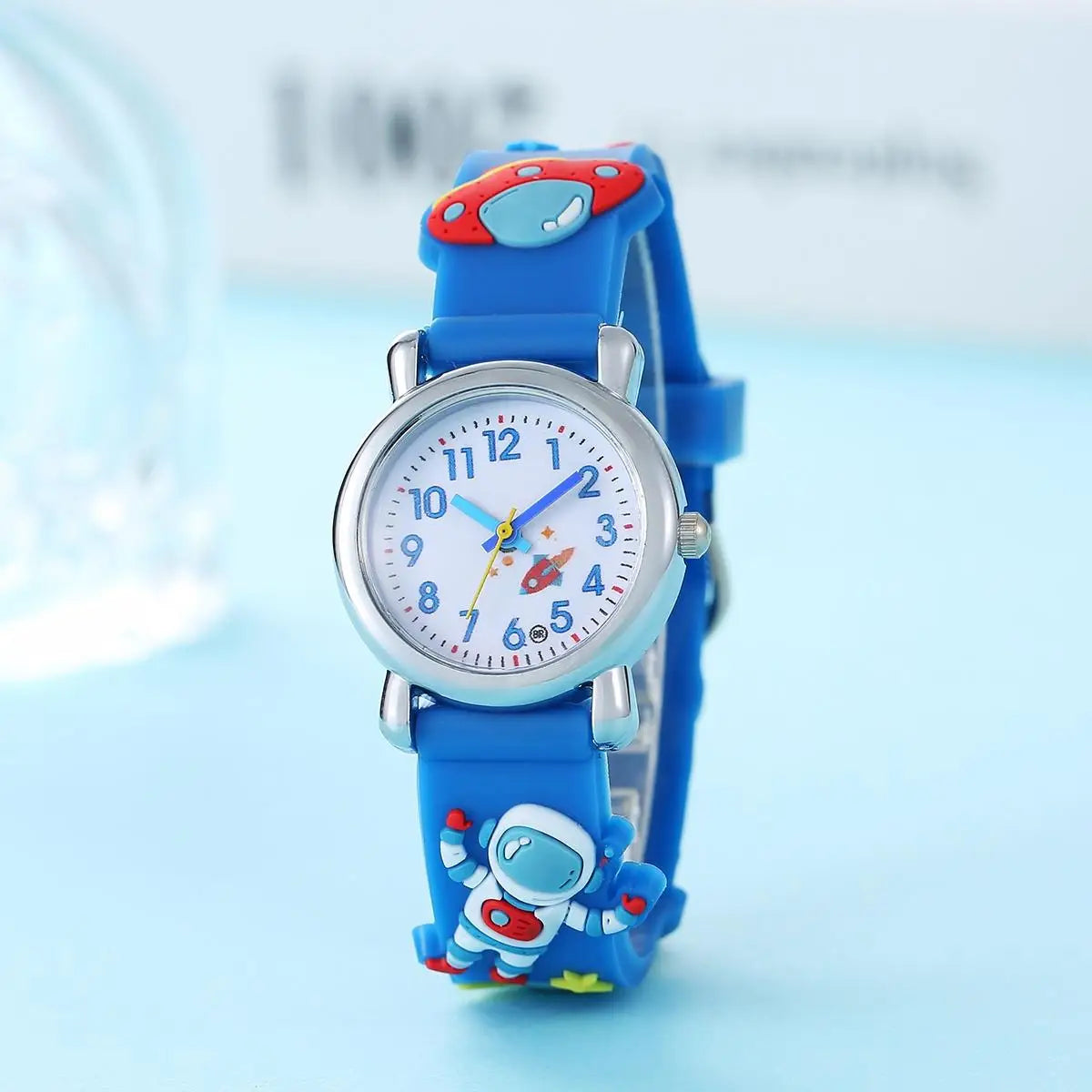 Kids’ Cartoon Astronaut UFO Quartz Watch - Fun Space-Themed Wristwatch for Students and Children