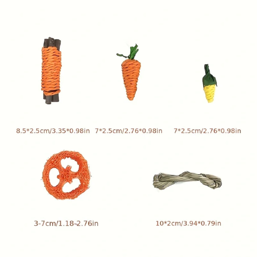 Fun Pet Rabbit Guinea Pig Dragon Cat Toy - Hamster Tooth Grinding Set for Healthy Pet Teeth - Enjoyable Pet Tooth Grinding Snacks