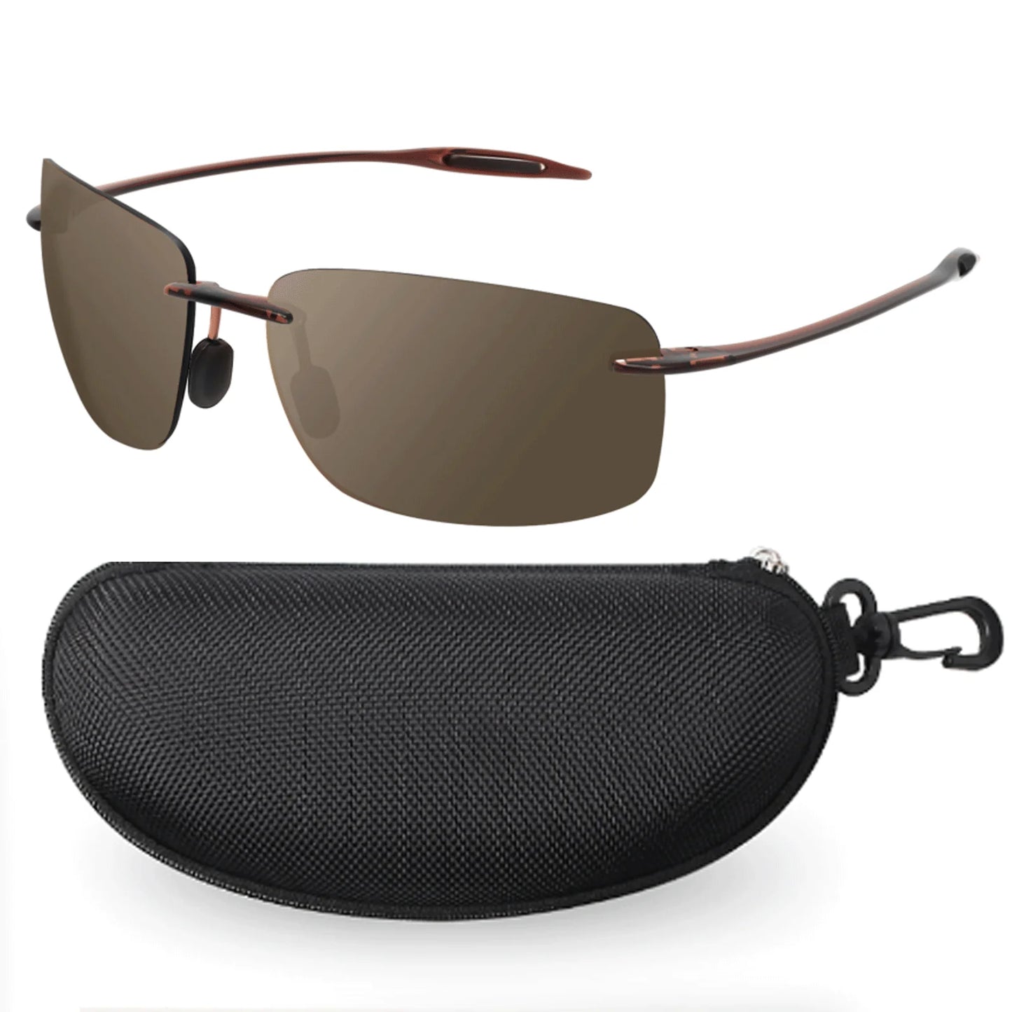 JULI Polarized Classic Sports Rimless Sunglasses – Ultralight Rectangle Frame for Men, Ideal for Fishing, Driving, UV400 Protection, Model MJ8009