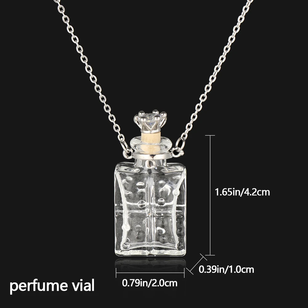Openable Water Drop Heart Steel Chain Necklace – Essential Oil Pendant Glaze Vial Memorial Jewelry