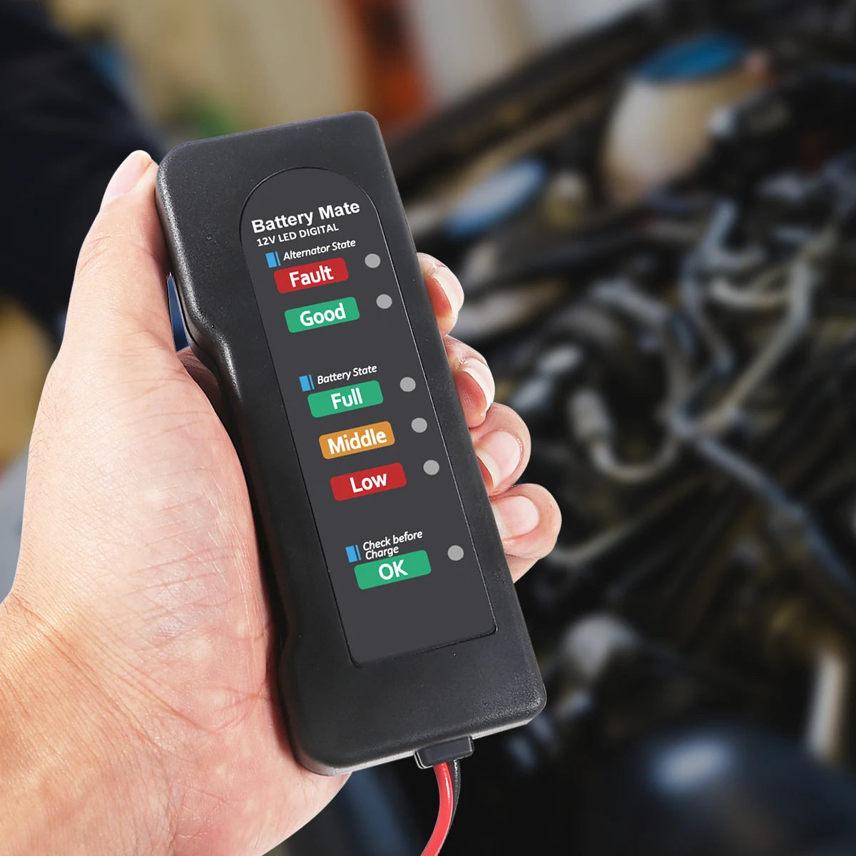 12V Car Battery & Alternator Tester - Automotive Charging System Analyzer for Battery Health & Voltage Checks