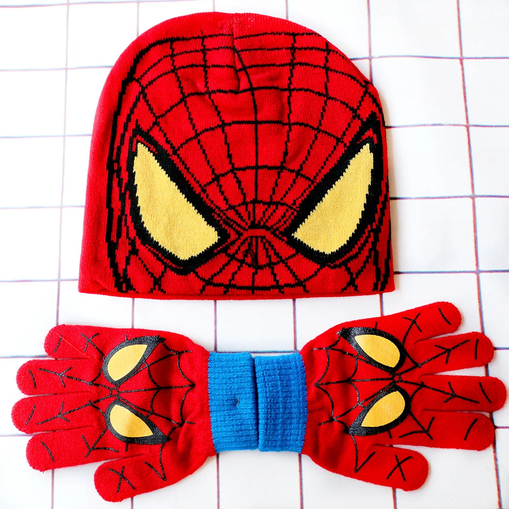 Spider-Man Cosplay Hat & Accessories - Cartoon Knitted Scarf, Warm Gloves & Christmas Cap for Boys and Girls