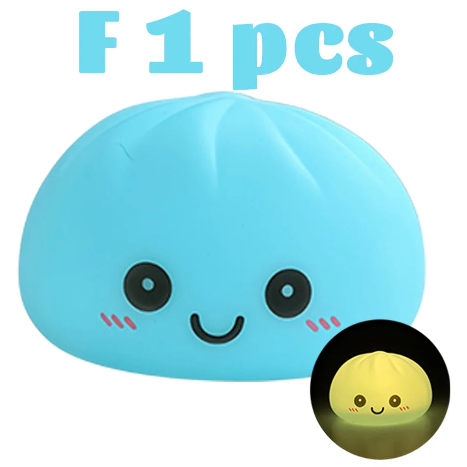 2027 Kawaii Dumpling Night Light - Cute Glowing Dumpling Steamer Desktop Ornament and Gift Decor