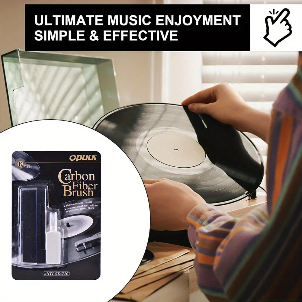 Vinyl Record Cleaning Kit — Anti-Static Brush & Cleaner for Turntables and Gramophones