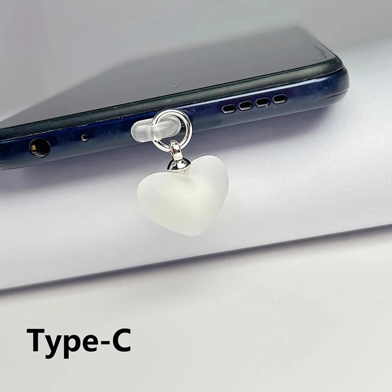 Heart-Shaped Phone Dust Plug Pendant - Universal iPhone/Type-C Accessory for Protection & Style