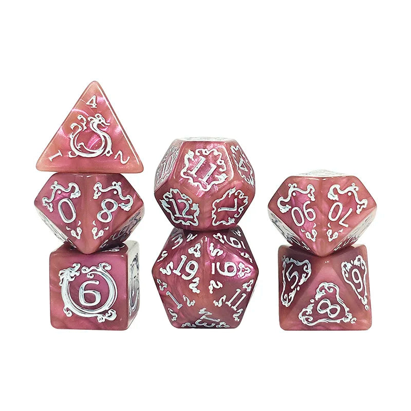DND 7-Piece Dragon Pattern Polyhedral Dice Set β Role-Playing D&D TRPG Board Game Accessories