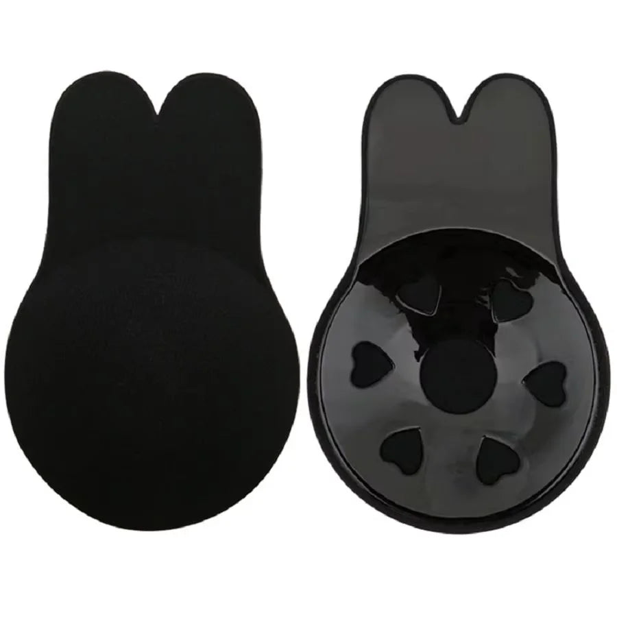 Silicone Push-Up Strapless Invisible Bra β Reusable Adhesive Lift Tape with Rabbit Nipple Covers for Women