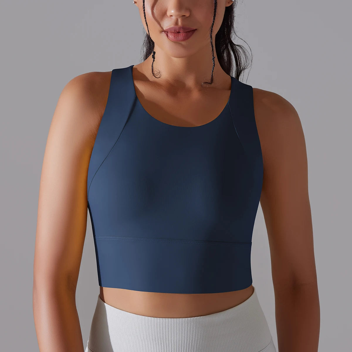 Women's Nylon Sports Bra – Elastic Yoga Crop Top, Stretch Gym Fitness Bra for Training & Activewear