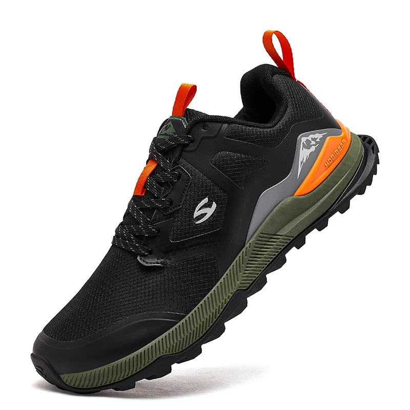 HOBIBEAR Unisex Hiking Sneakers – Lace-Up Outdoor Walking Shoes with Artificial Leather