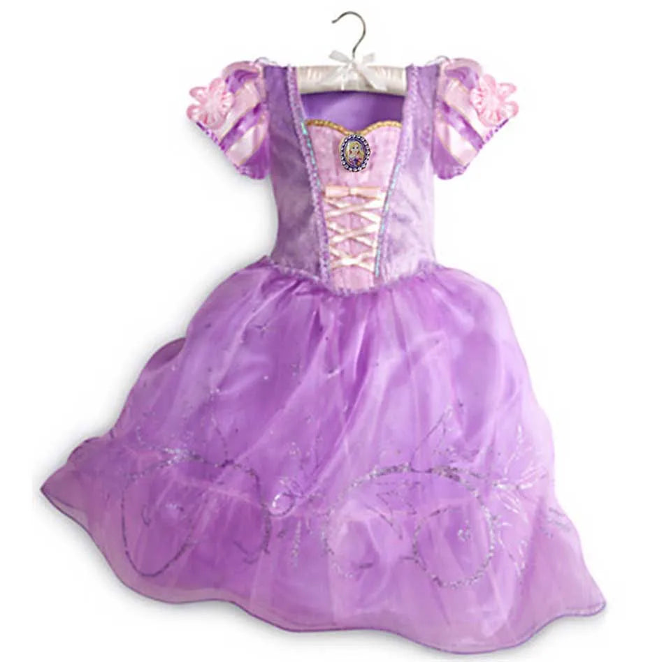 Girls Princess Cosplay Dress – Aurora, Belle, Elsa & Jasmine Party Costume Ages 2–8