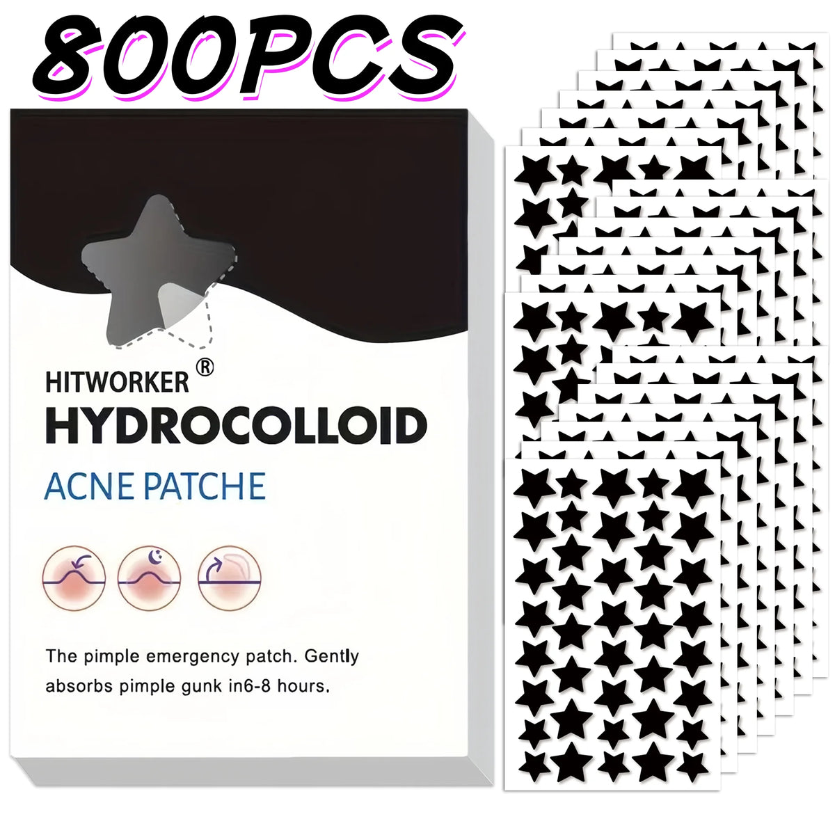 400/800-Piece Hydrocolloid Pimple Patches - Gentle, Alcohol-Free Acne and Blemish Cover Stickers for Daily Skincare