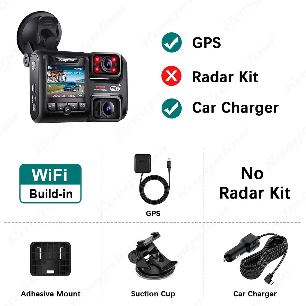 4K 2160P Dual Lens Car DVR – WIFI GPS Logger, Novatek 96663 Chip, Sony Sensor, Night Vision Dash Cam Recorder D30H