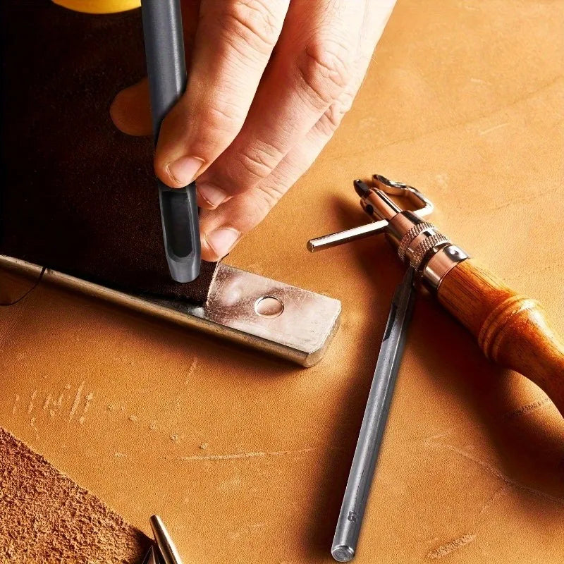 4pcs Leather Hole Punch Set – Round Hollow Cutter Tool for Belts, Canvas, Paper & Plastic Materials