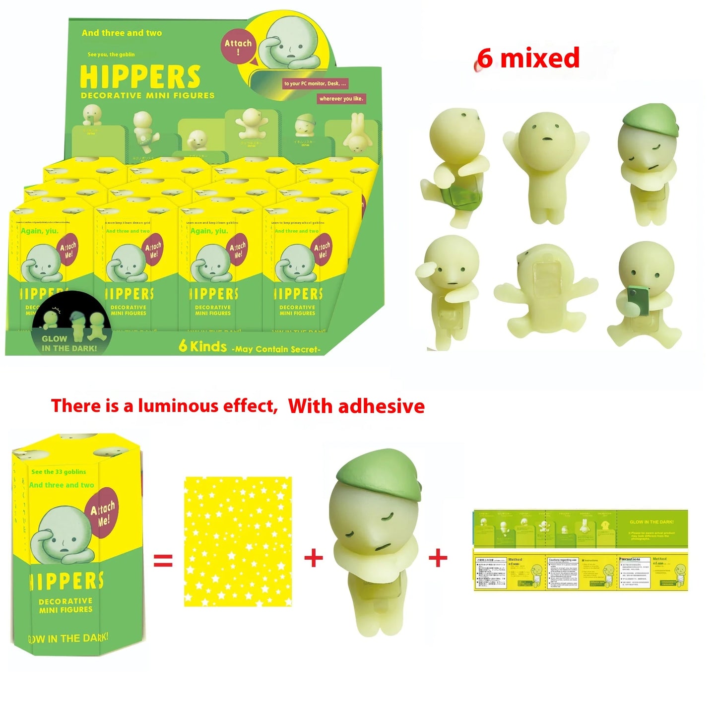 Smiski Hippers Luminous Elf Blind Box – Cute Mini Night Light Doll, Cartoon Figure Christmas Gift