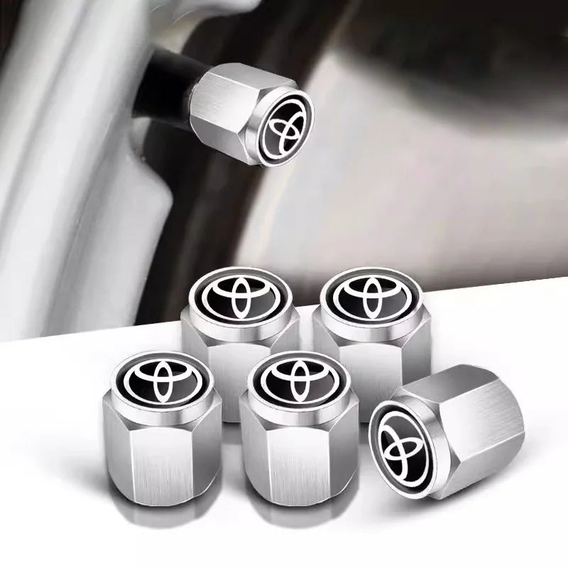 5PCS Car Tire Valve Stem Caps – Dustproof Cover Accessories for Toyota Hilux, Aygo, Yaris, Ractis, Corolla, Camry, CHR, Auris, Tacoma
