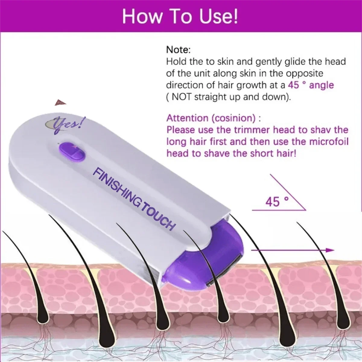 Professional Women's Electric Hair Removal Shaver — Multi-Use for Face, Bikini, Legs & Body