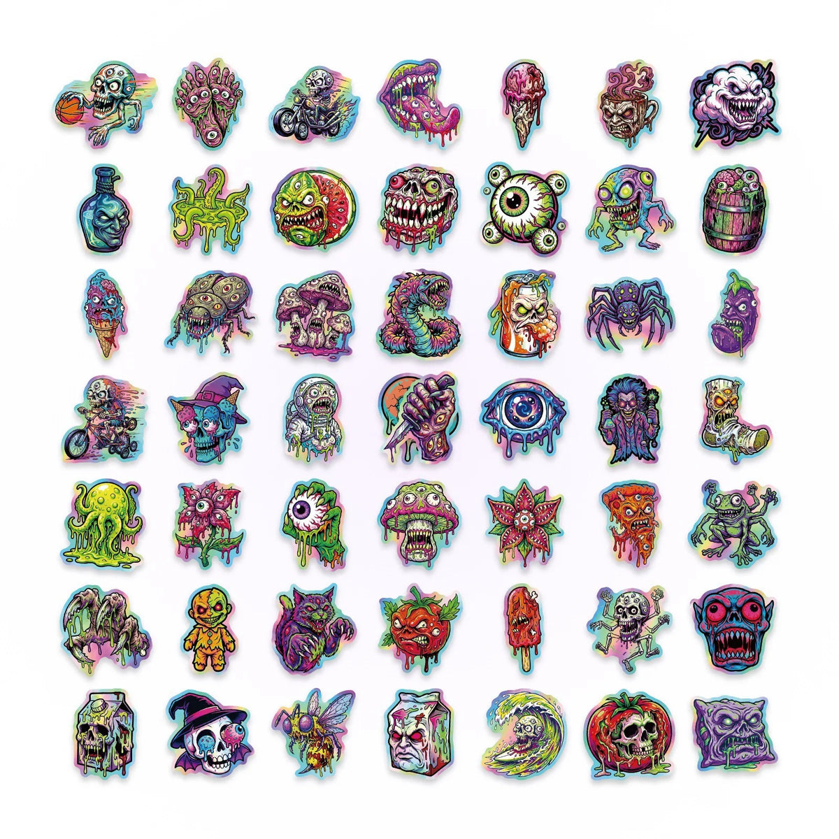 50pcs Horror Joker Skull Stickers - Waterproof Gothic Decals for Laptop, Phone, Motorcycle, Skateboard & More