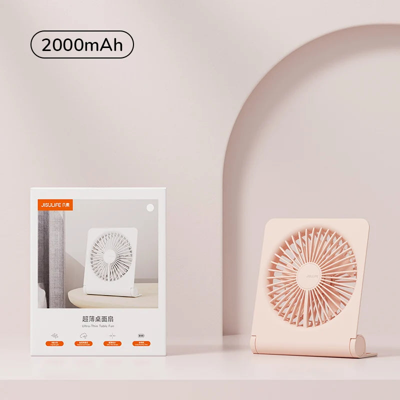 JISULIFE Mini Portable Fan - USB Rechargeable Quiet Foldable Desktop & Hanging Cooling Fan