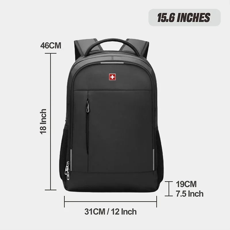 SWISS Men's Laptop Backpack – Waterproof, Anti-Theft USB Bag, Large Capacity Travel & School Mochila