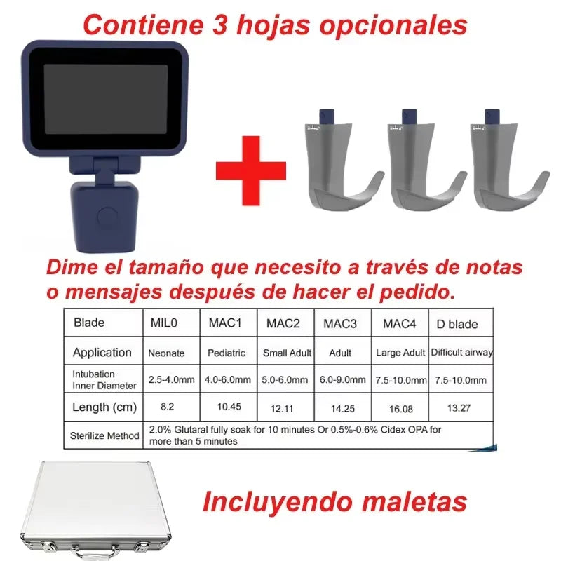 3.5-Inch Touch Screen Video Laryngoscope with Reusable Sterilizable Blades β Digital Laryngoscope, Mexico Warehouse Delivery