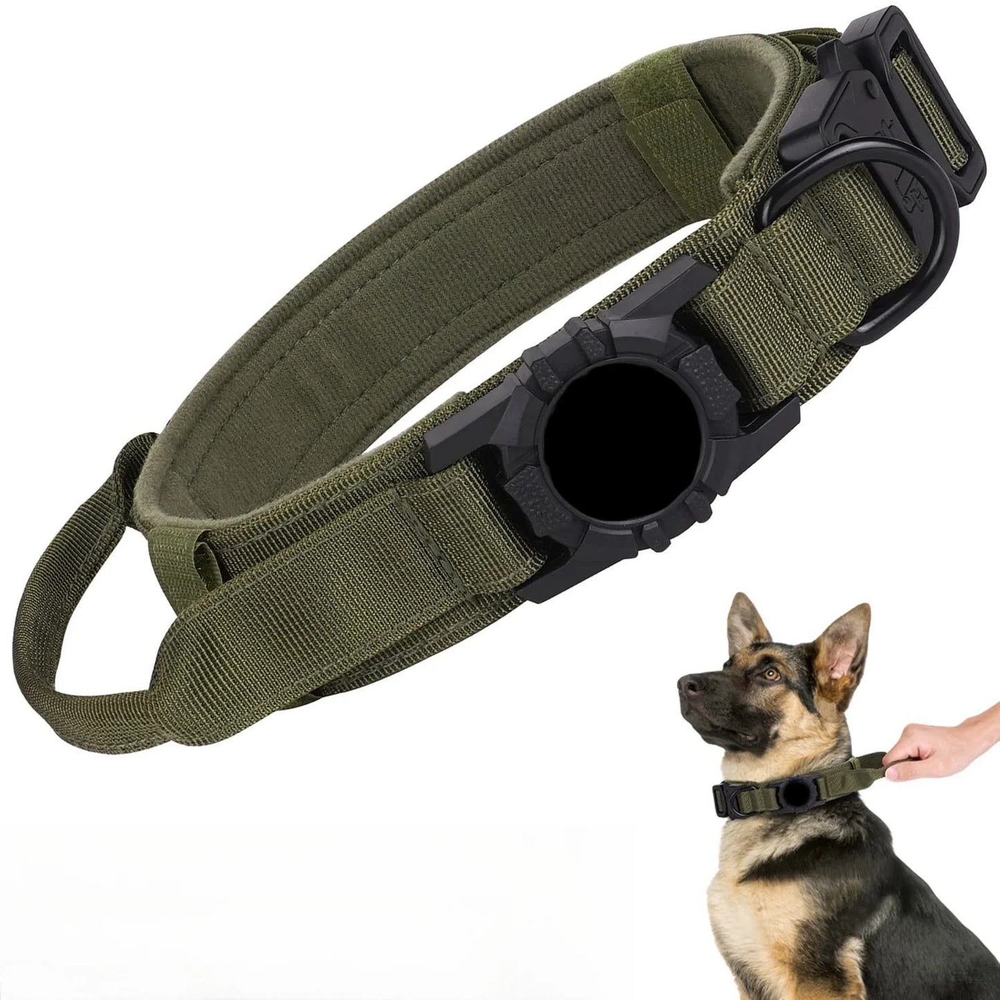 Adjustable Nylon AirTag Dog Collar with Metal Buckle – Anti-Lost Tactical Pet Tracking Accessory