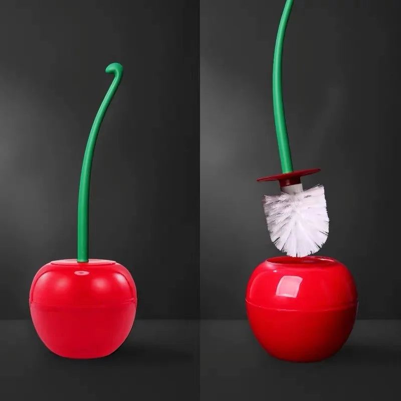 Cherry Shape Toilet Brush Set - Creative Lavatory Cleaning Brush with Decorative Holder for Bathroom